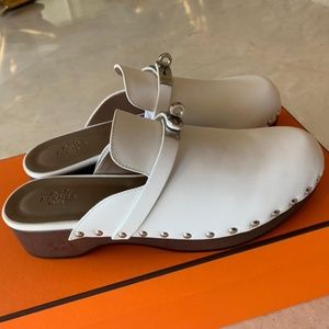 Hermes Carlotta Leather Mules & Clogs